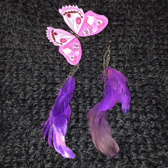 Purple Feather Earrings - Picture 7 of 16
